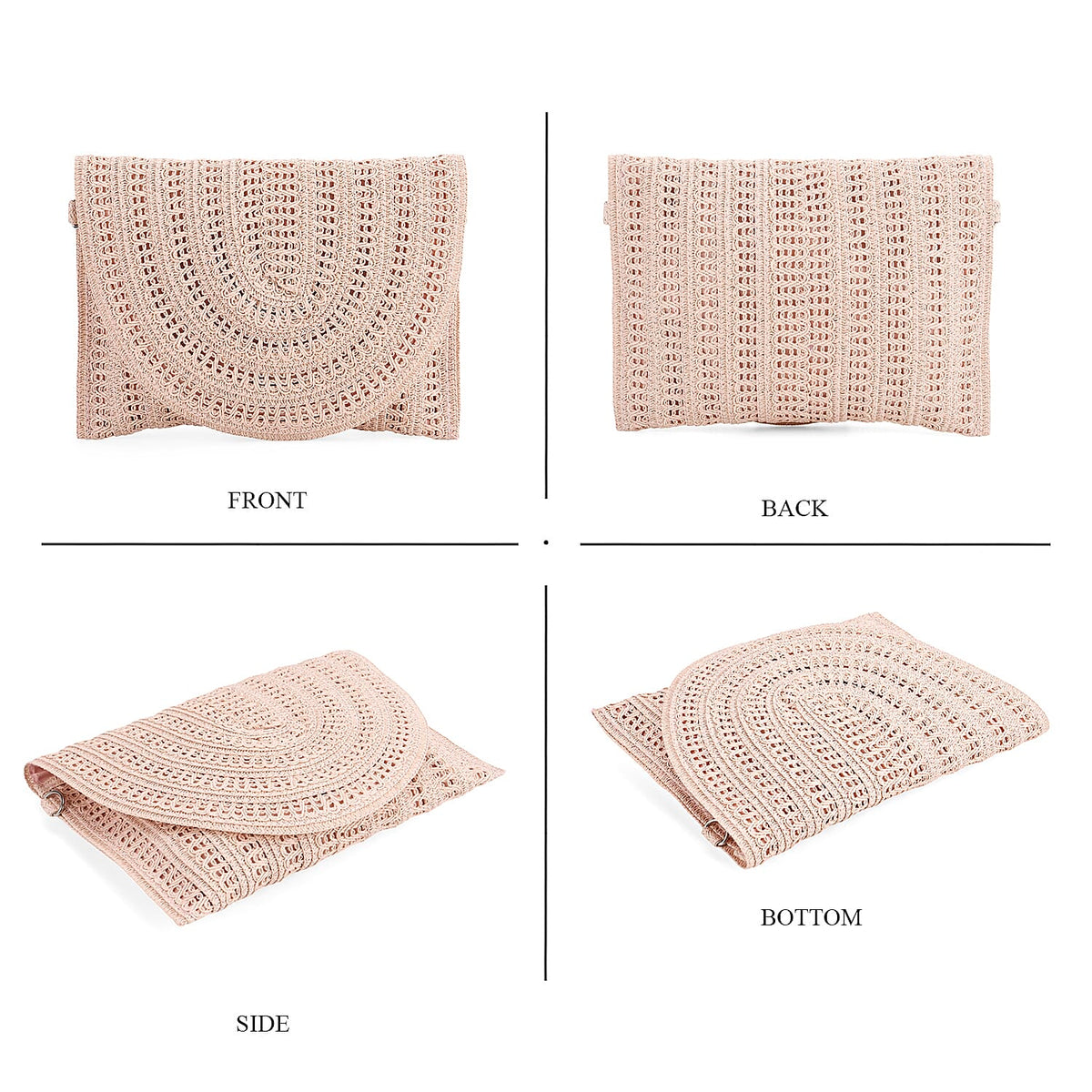 Bohemian Style Woven Clutch with Long Adjustable Strap - Pink 8036302 5