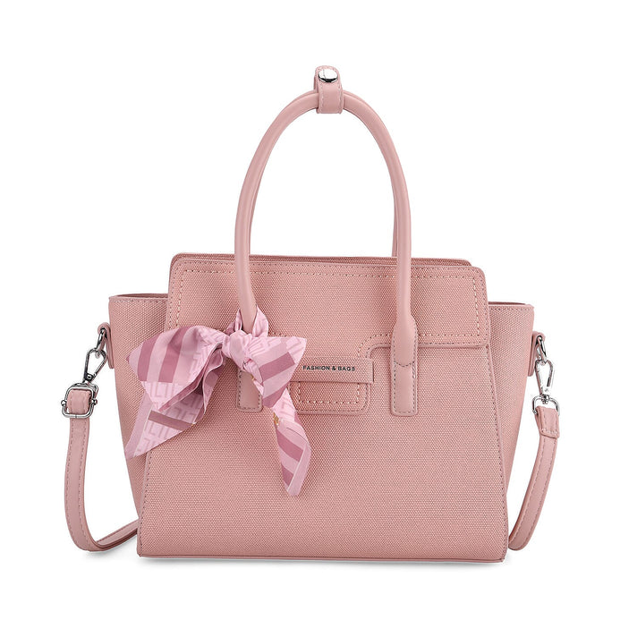 Fashion &amp; Bags Leatherette Textured Crossbody Handbag with Scarf Accent &amp; Adjustable Strap - Pink 8043382 1