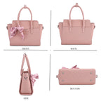 Fashion & Bags Leatherette Textured Crossbody Handbag with Scarf Accent & Adjustable Strap - Pink