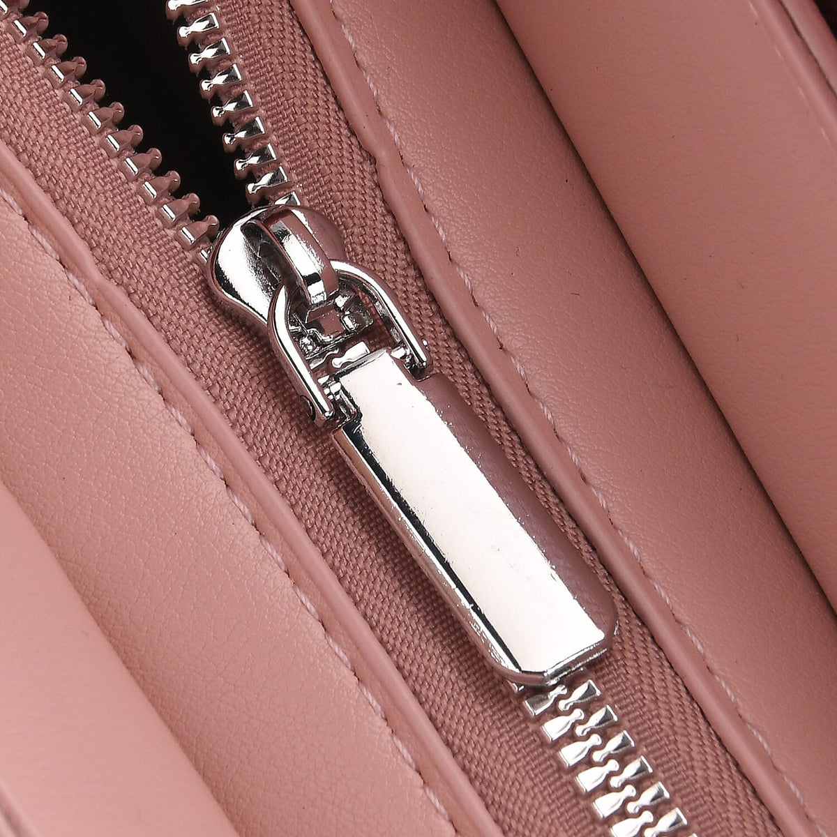 Fashion &amp; Bags Leatherette Textured Crossbody Handbag with Scarf Accent &amp; Adjustable Strap - Pink 8043382 6