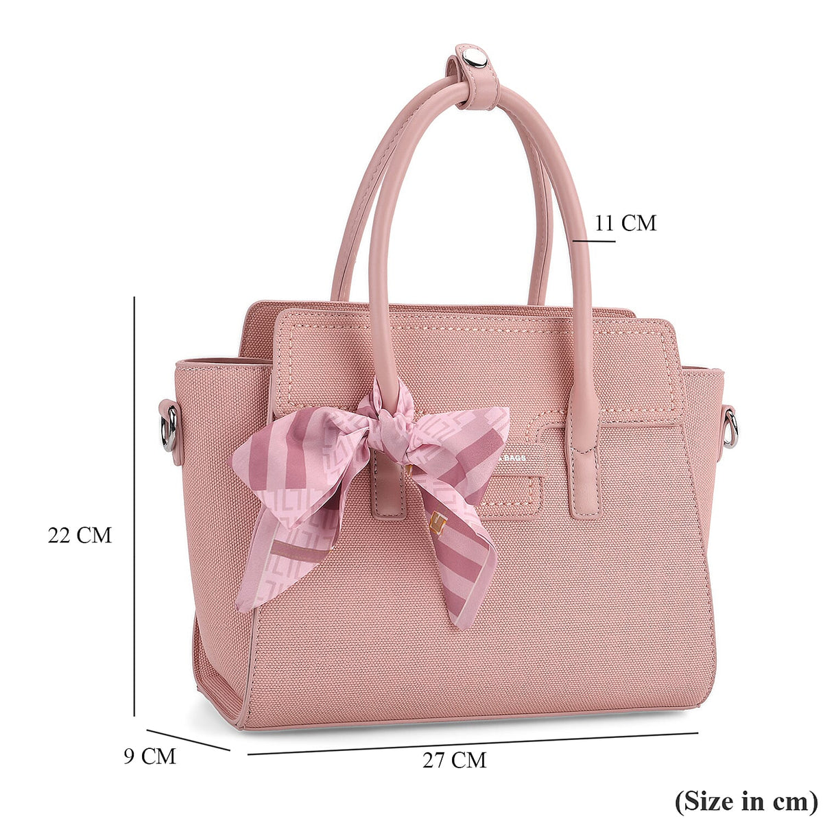 Fashion &amp; Bags Leatherette Textured Crossbody Handbag with Scarf Accent &amp; Adjustable Strap - Pink 8043382 7