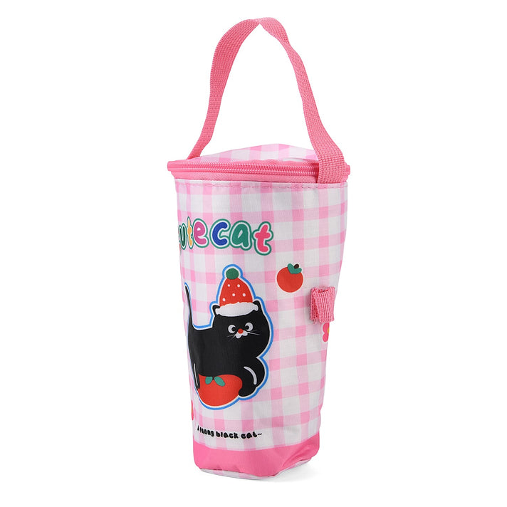 Cute Cartoon Print Insulated Tumbler Travel Mug Bag with Handle &amp; Straw Hole - Navy 8430861 1