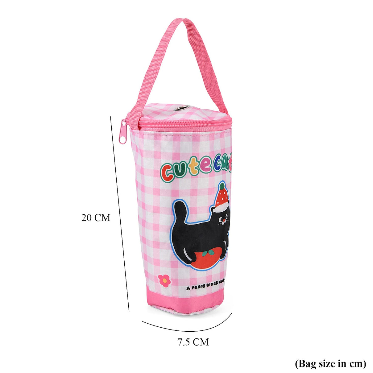 Cute Cartoon Print Insulated Tumbler Travel Mug Bag with Handle &amp; Straw Hole - Pink V32512283 5