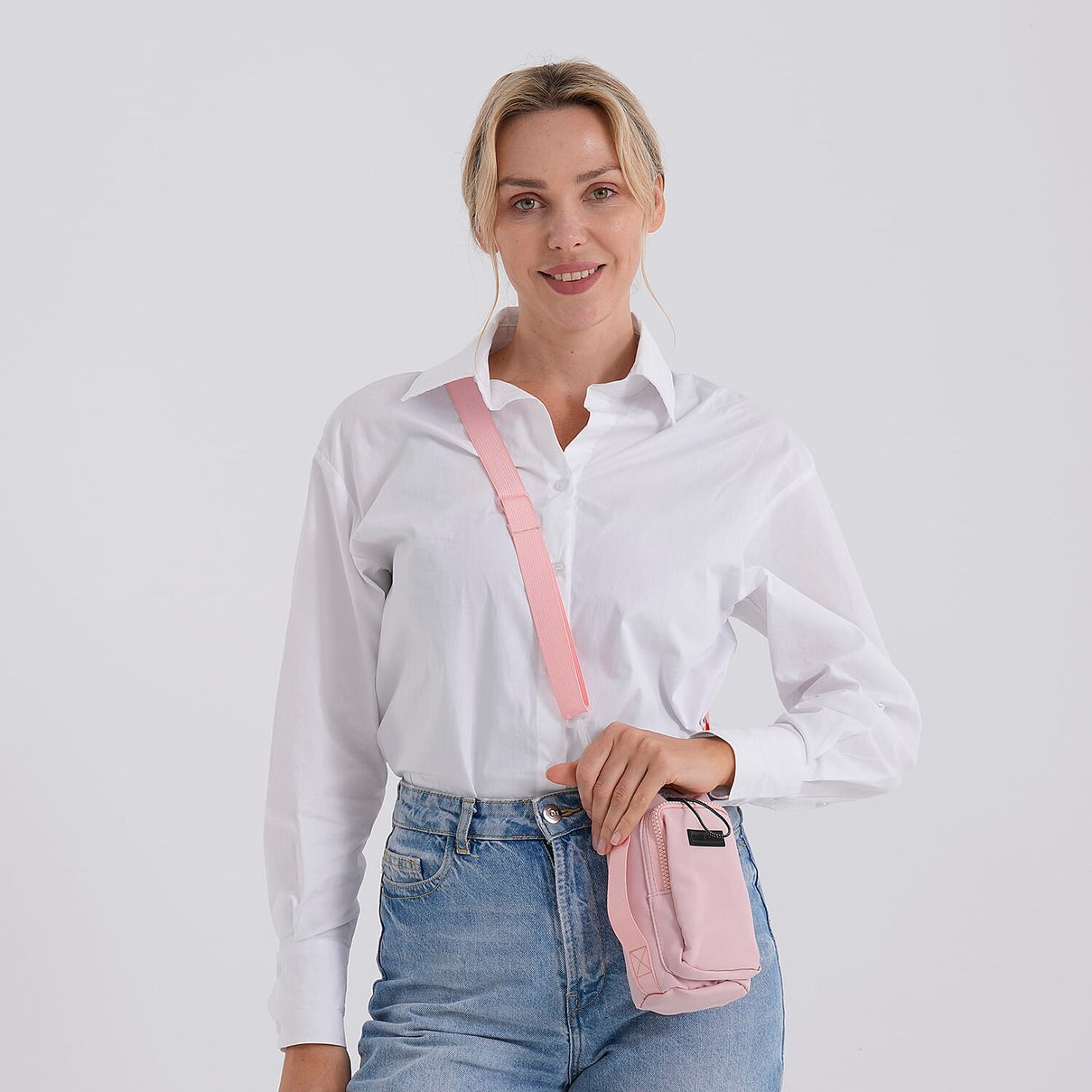 Insulated Style Coffee/Water Bottle Carrier with Wide Crossbody Strap - Pink 8430883 3