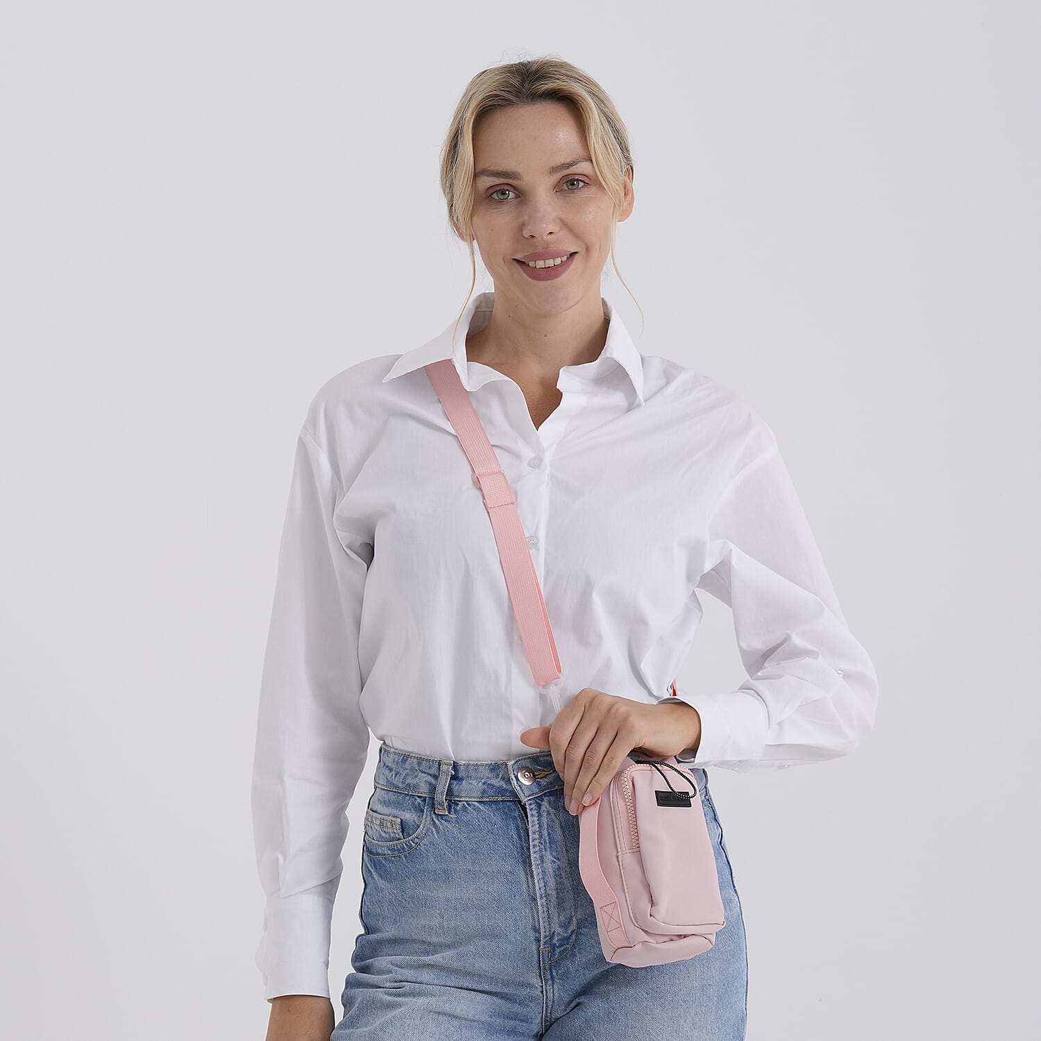 Insulated Style Coffee/Water Bottle Carrier with Wide Crossbody Strap - Pink 8430883 3