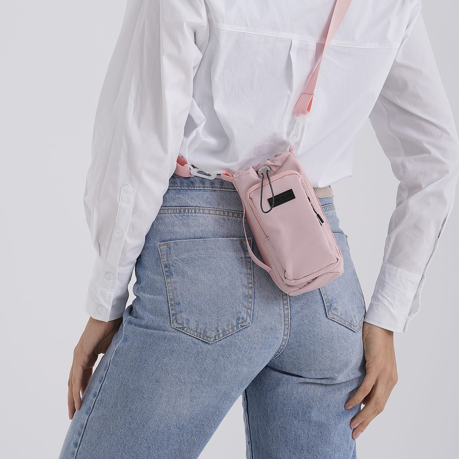 Insulated Style Coffee/Water Bottle Carrier with Wide Crossbody Strap - Pink 8430883 4