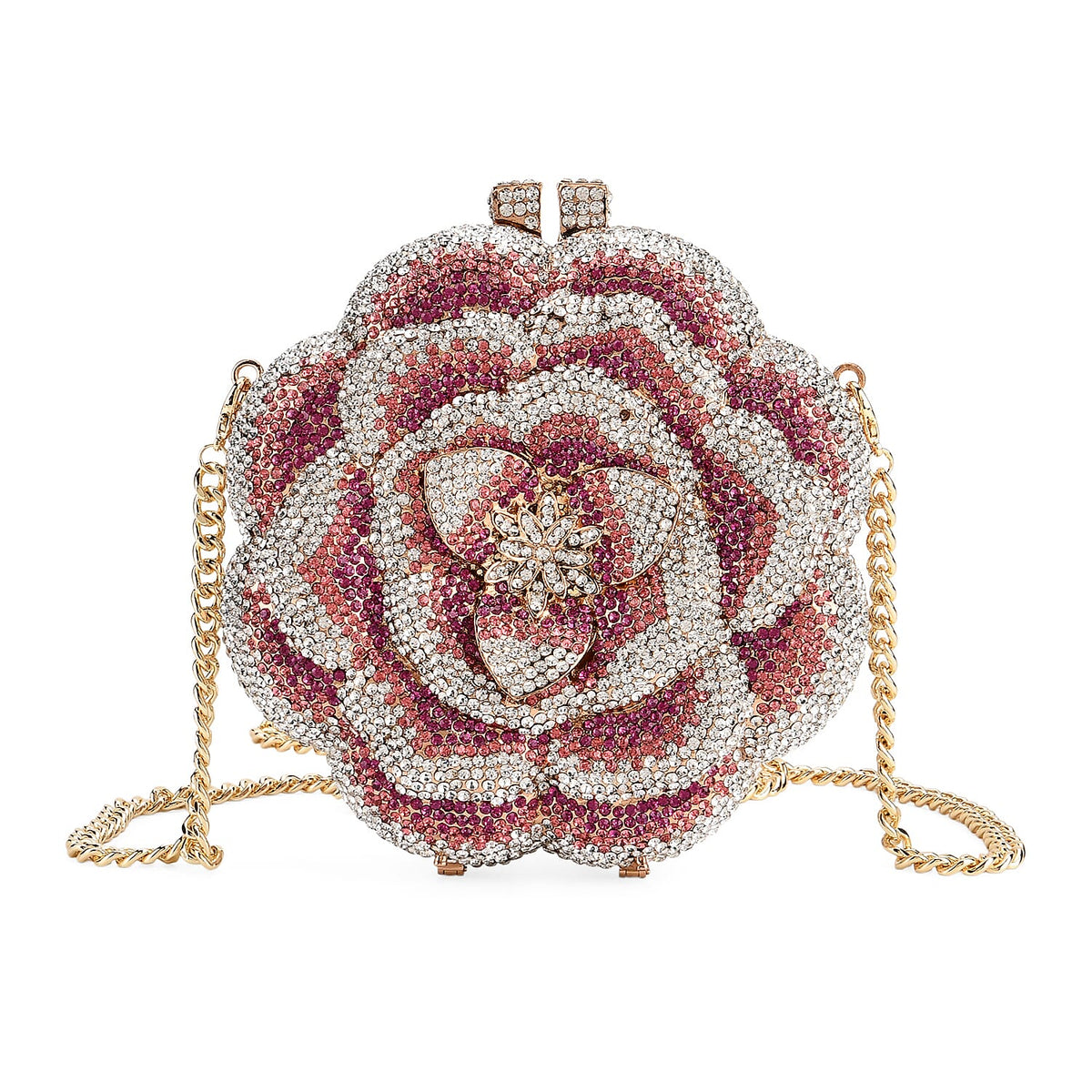 Crystellia Gradient Flower Pattern Premium Austrian Crystal Clutch Bag - Pink V32579371 0