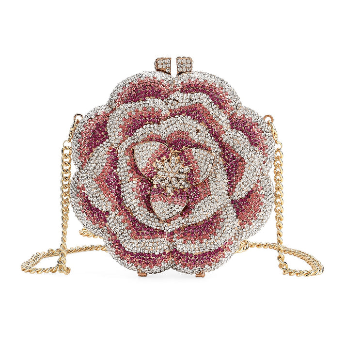 Crystellia Gradient Flower Pattern Premium Austrian Crystal Clutch Bag - Pink V32615879 1