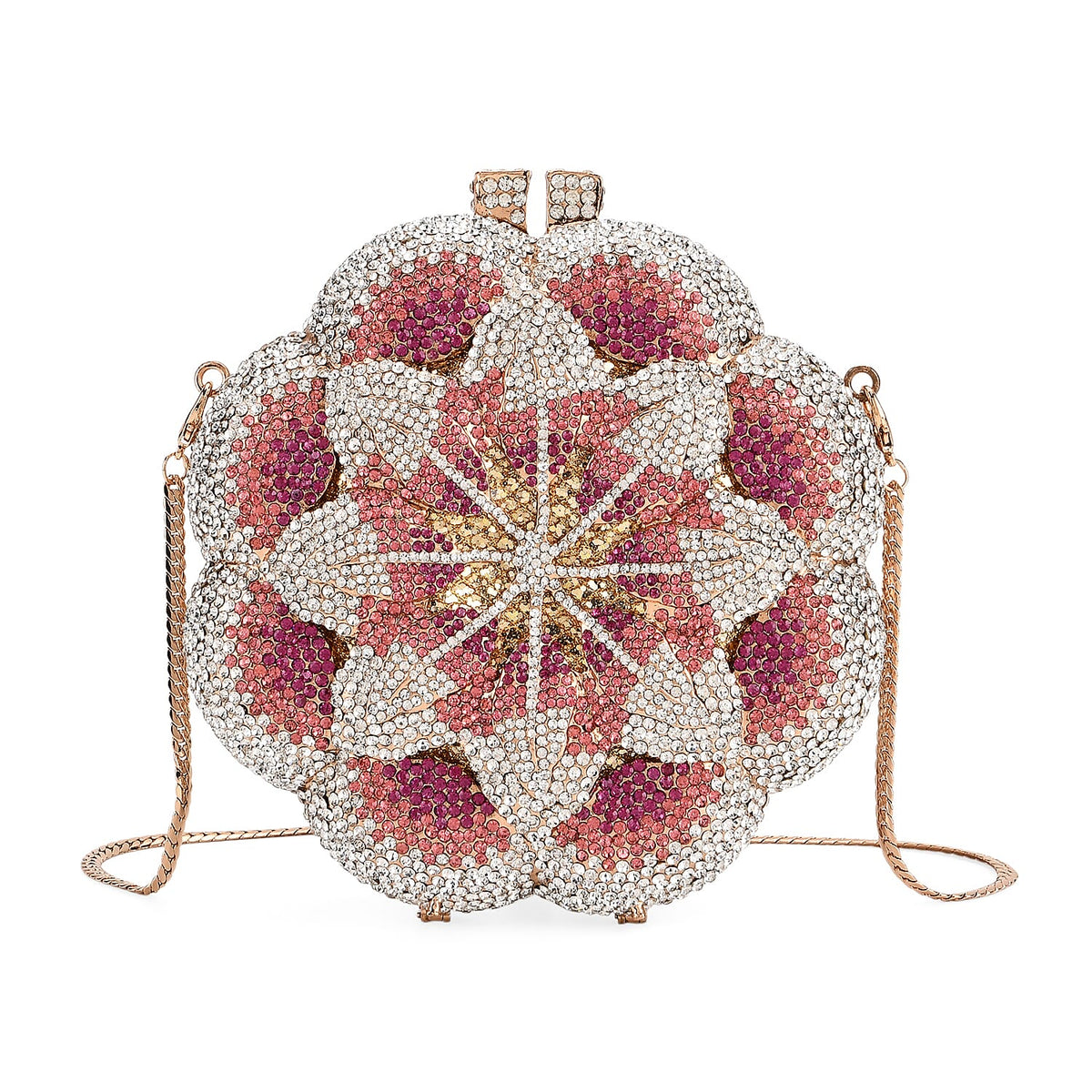 Crystellia Gradient Flower Pattern Premium Austrian Crystal Clutch Bag - Pink V32579371 5