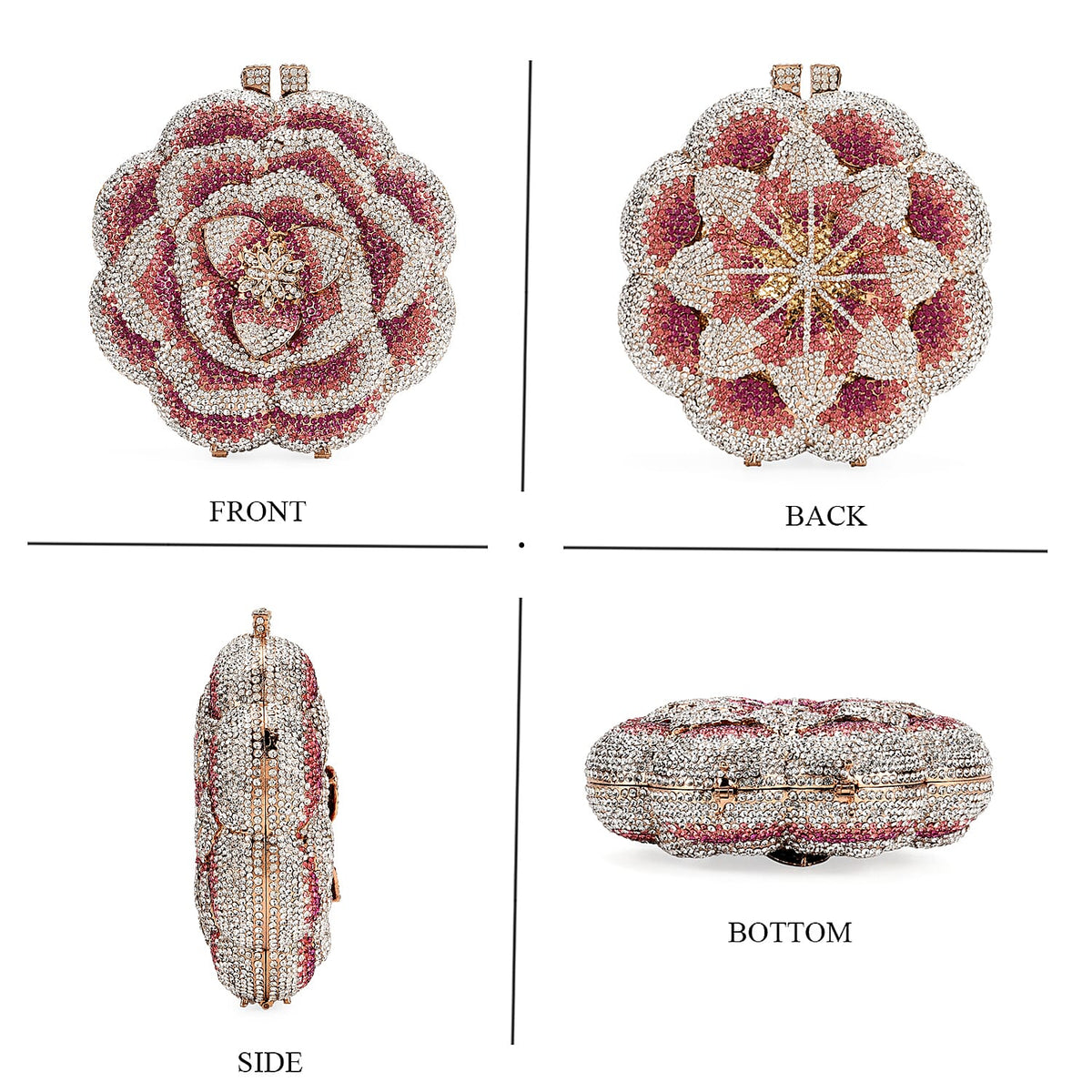 Crystellia Gradient Flower Pattern Premium Austrian Crystal Clutch Bag - Pink V32579371 6