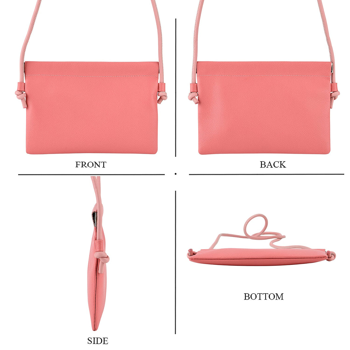 Genuine Leather Slim Crossbody Bag - Pink V32373204 5
