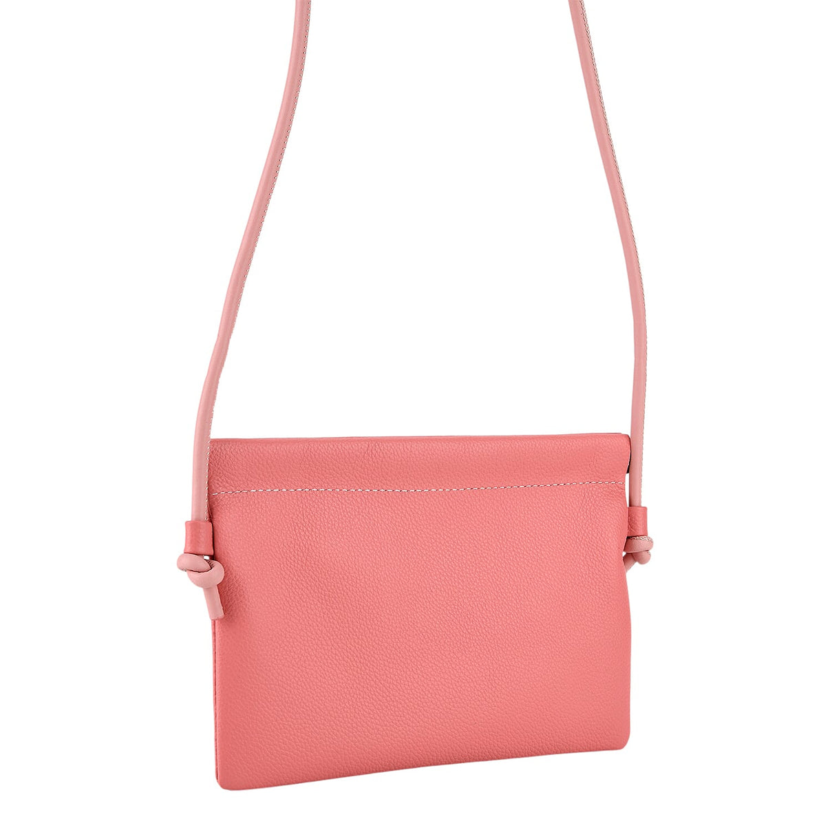 Genuine Leather Slim Crossbody Bag - Pink V32373204 6