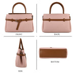 Designer Inspired Satchel-Style Handbag with Belt Detail - Pink