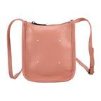 Genuine Leather Crossbody Bag - Peach