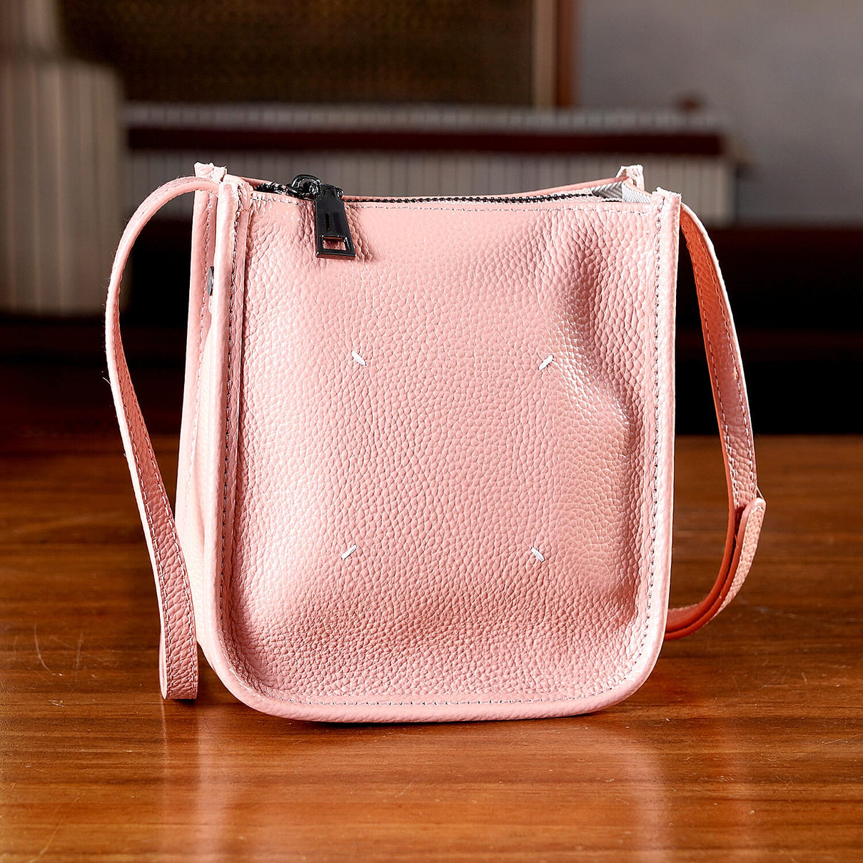 Genuine Leather Crossbody Bag - Peach V32517186 2