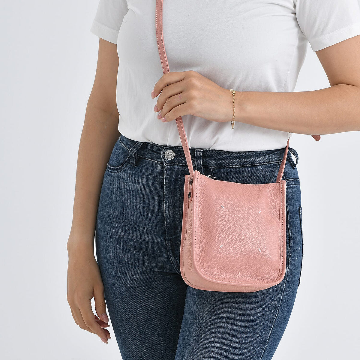 Genuine Leather Crossbody Bag - Peach V32517186 4