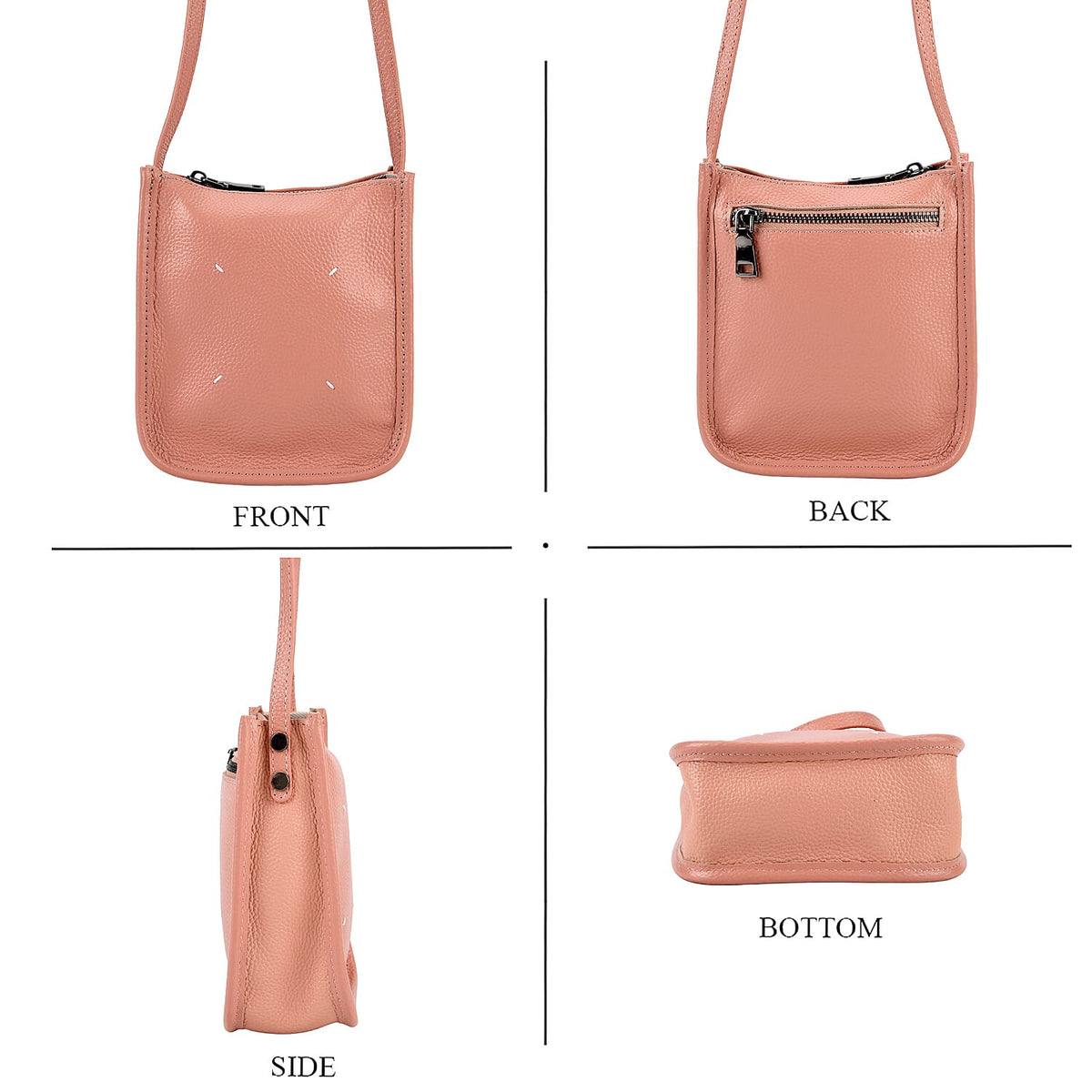 Genuine Leather Crossbody Bag - Peach V32517186 5