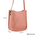 Genuine Leather Crossbody Bag - Peach