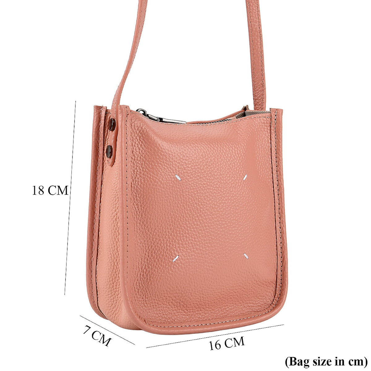 Genuine Leather Crossbody Bag - Peach V32517186 8
