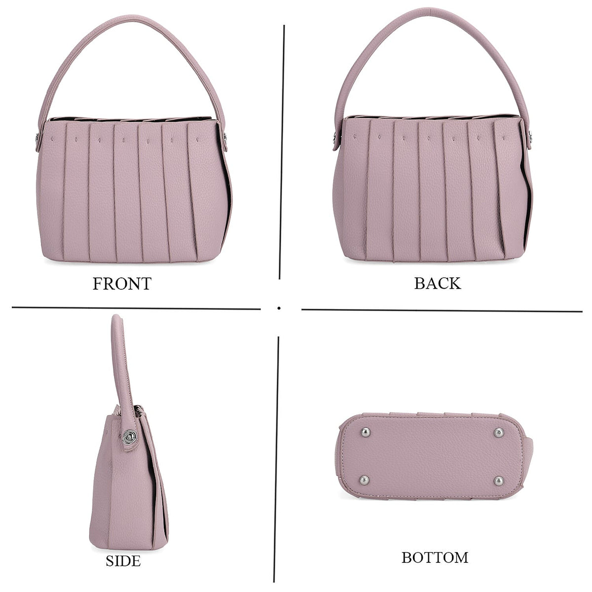 Crossbody Bag with Pleated Design &amp; Top Handle - Purple V32536982 4