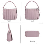 Crossbody Bag with Pleated Design & Top Handle - Purple