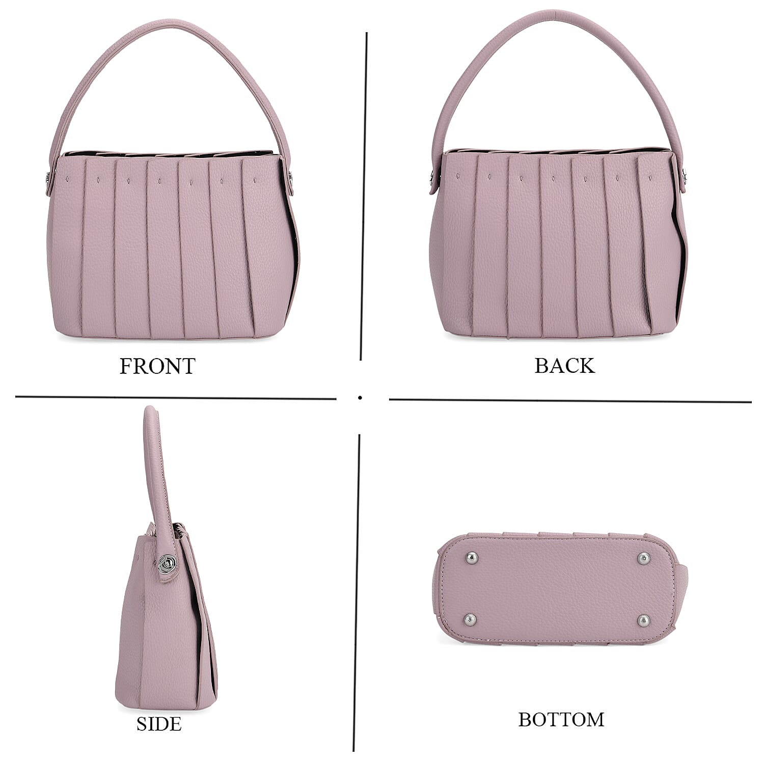 Crossbody Bag with Pleated Design &amp; Top Handle - Purple V32536982 4