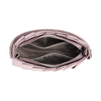 Crossbody Bag with Pleated Design & Top Handle - Purple
