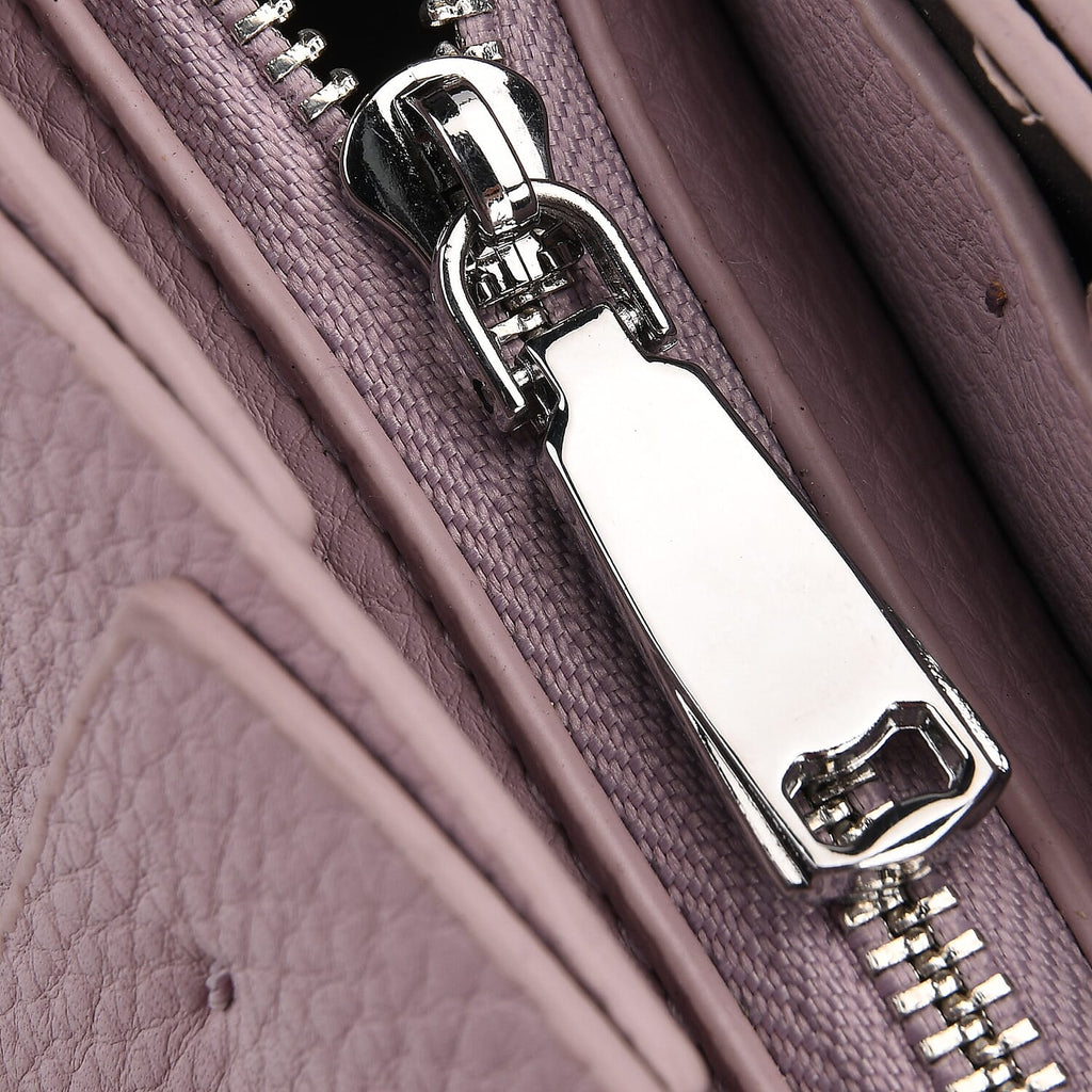 Crossbody Bag with Pleated Design & Top Handle - Purple