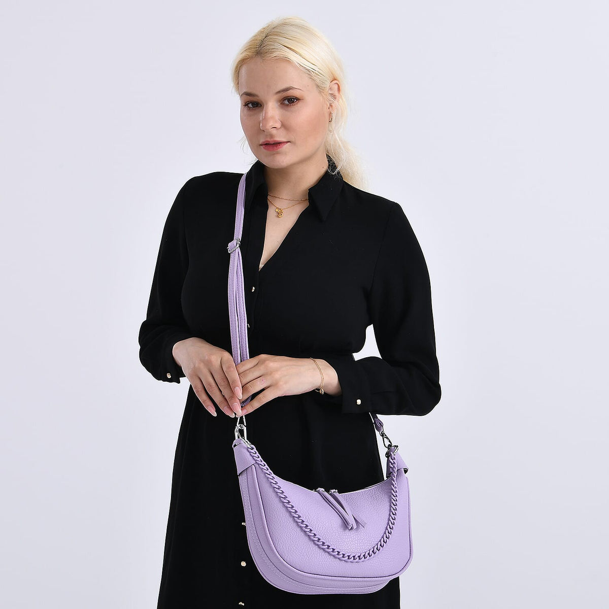 Casual Crescent Shoulder Bag - Purple V32513200 2