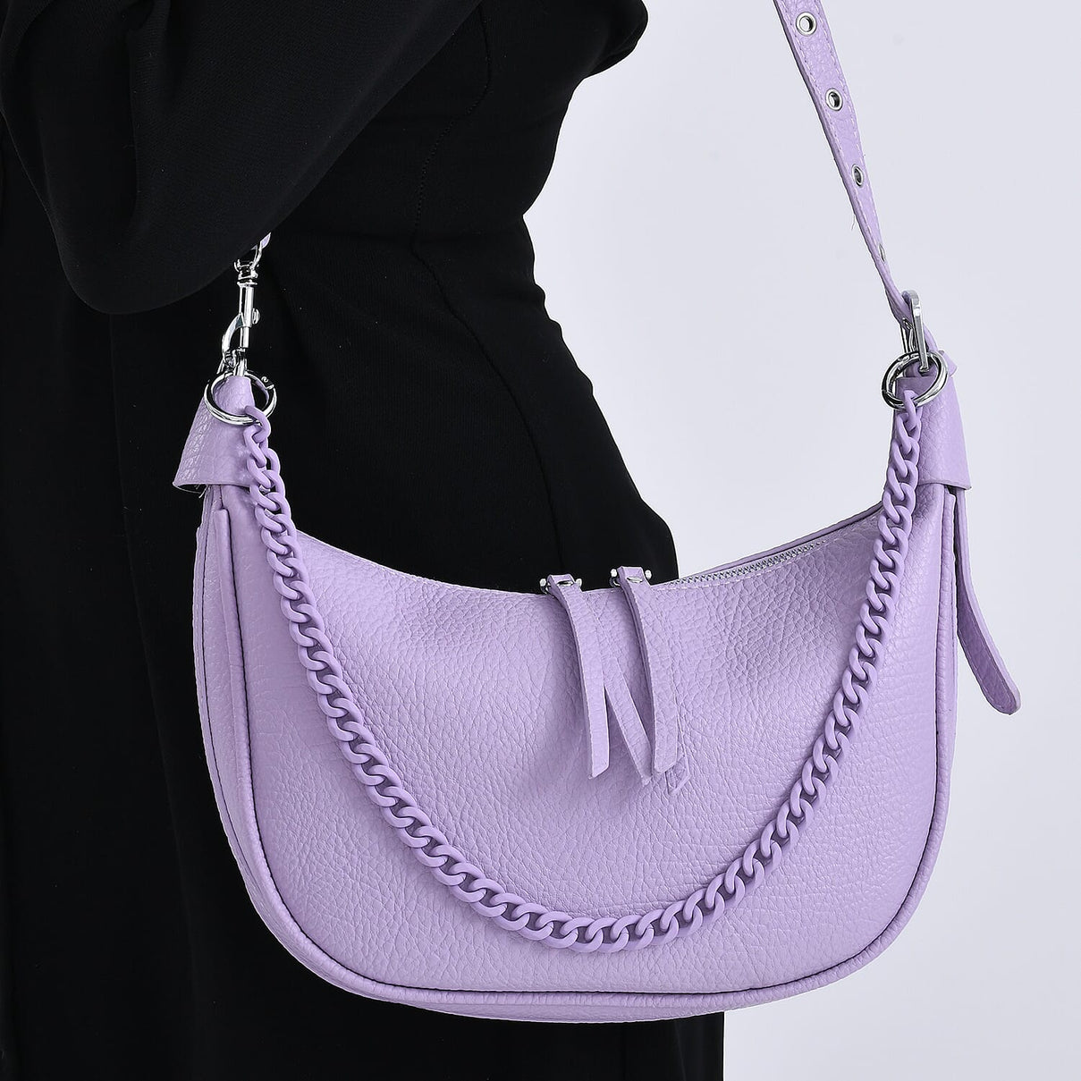 Casual Crescent Shoulder Bag - Purple V32513200 3