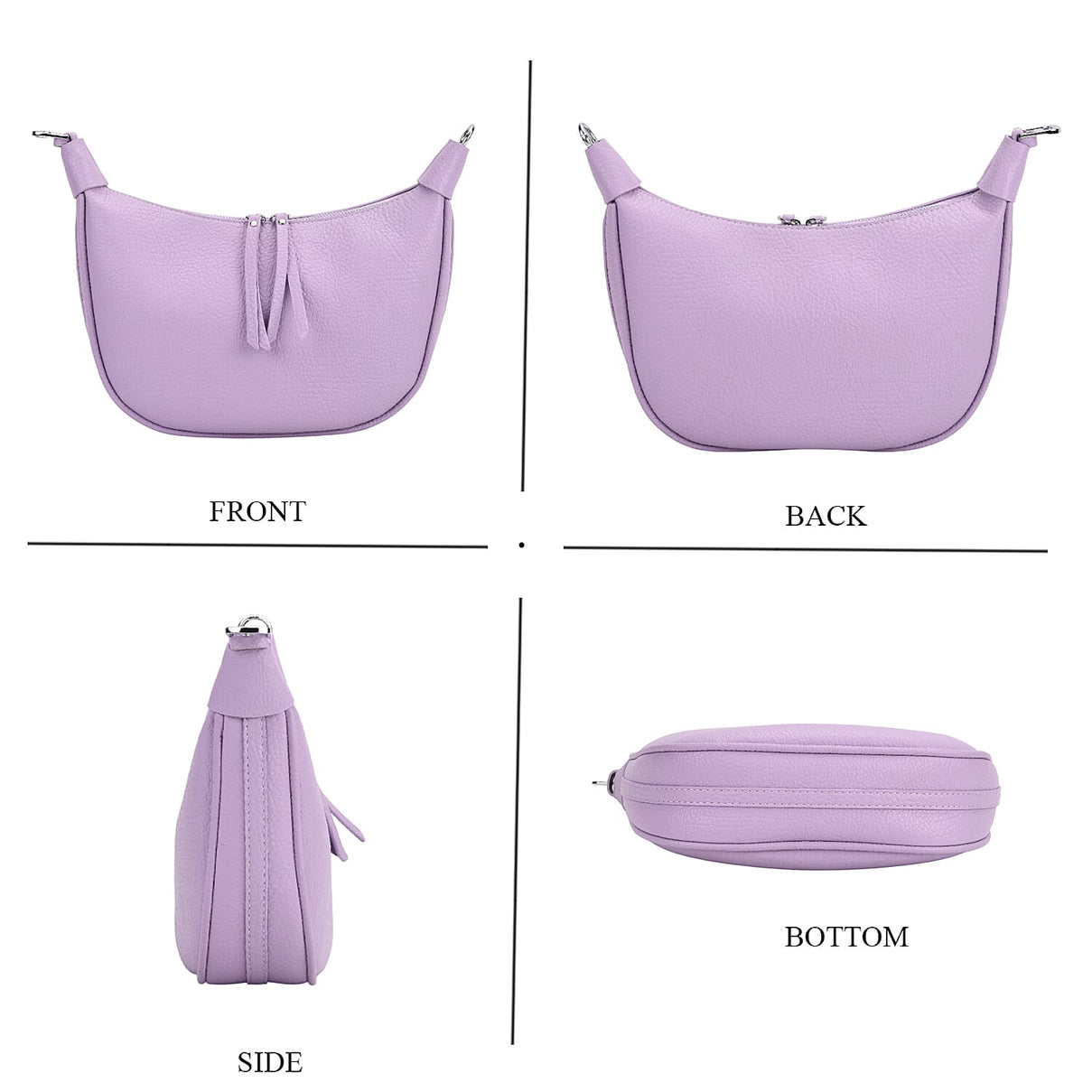 Casual Crescent Shoulder Bag - Purple V32513200 4