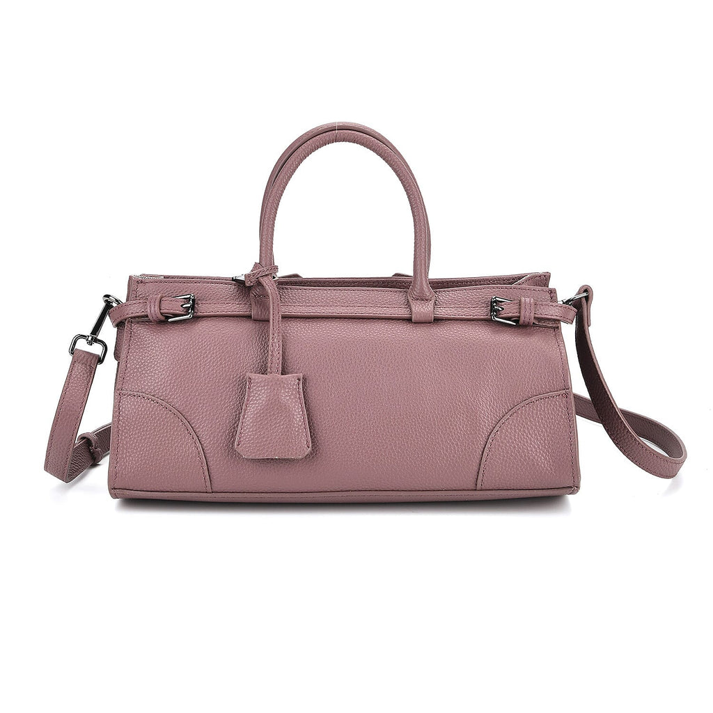 Designer Inspired - Genuine Leather Mini Handbag - Purple