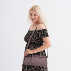 Designer Inspired - Genuine Leather Mini Handbag - Purple