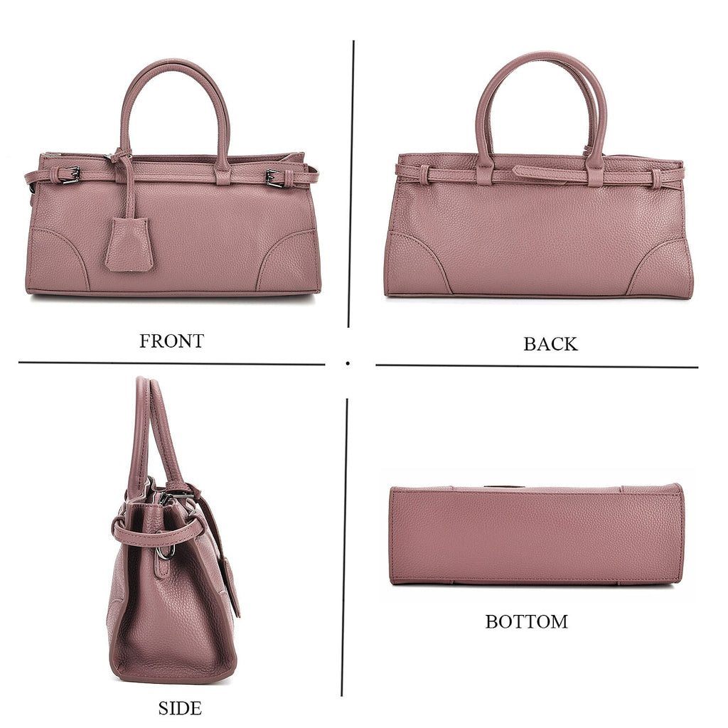 Designer Inspired - Genuine Leather Mini Handbag - Purple