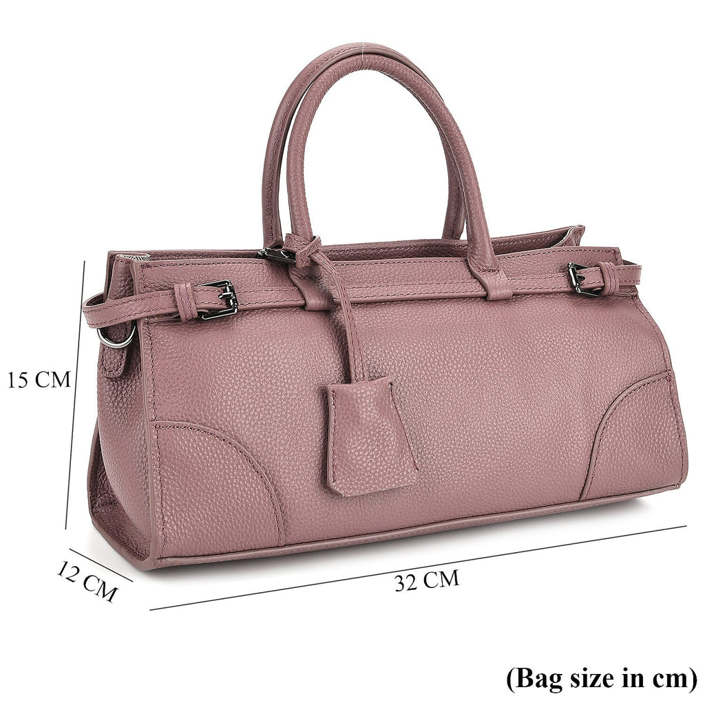 Designer Inspired - Genuine Leather Mini Handbag - Purple