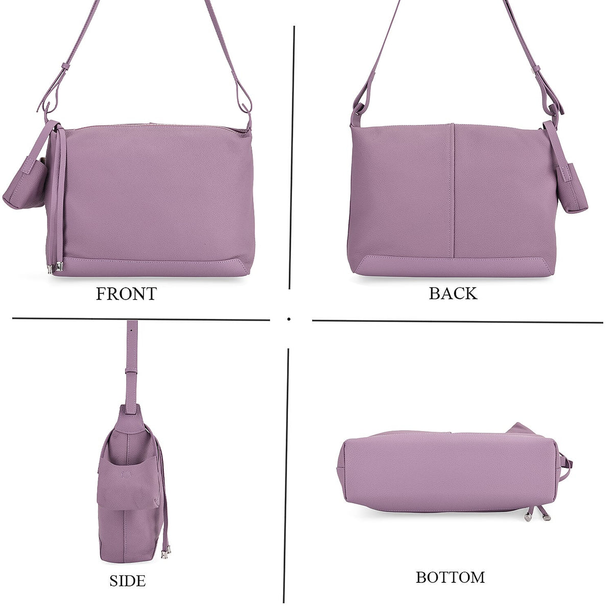 Genuine Leather Shoulder Bag with Detachable Mini Pouch 8160871 4