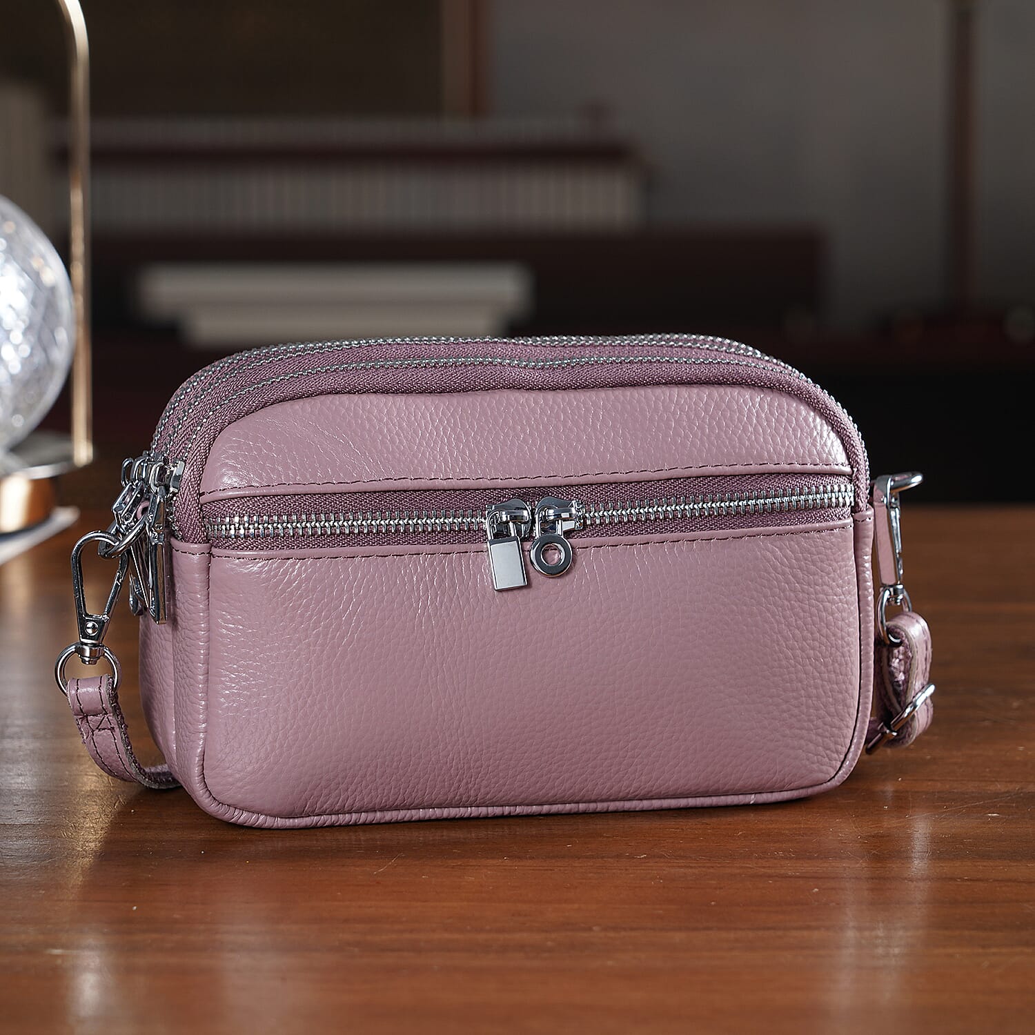 Genuine Leather Designer Minimalist Shoulder Bag - Dusty Pink 8411807 2