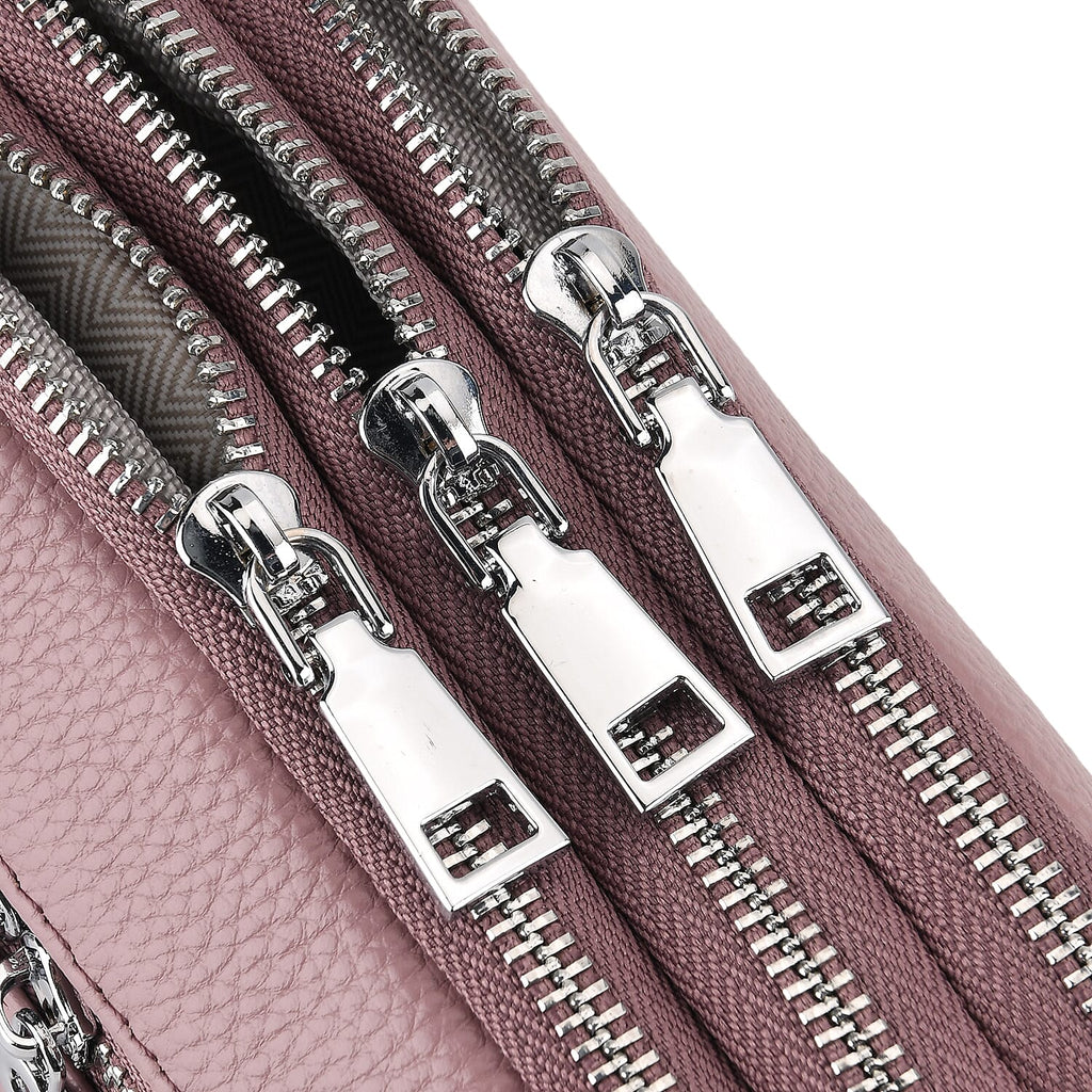 Genuine Leather Designer Minimalist Shoulder Bag - Dusty Pink