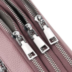 Genuine Leather Designer Minimalist Shoulder Bag - Dusty Pink