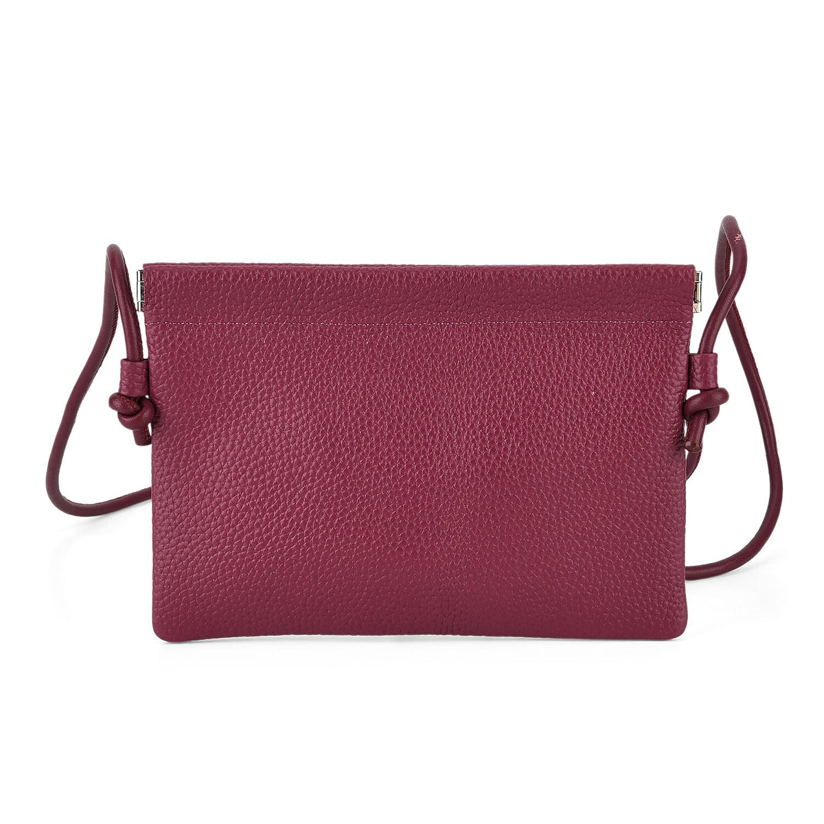 Genuine Leather Slim Crossbody Bag - Burgundy 8413804 0