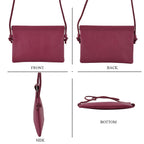 Genuine Leather Slim Crossbody Bag - Burgundy