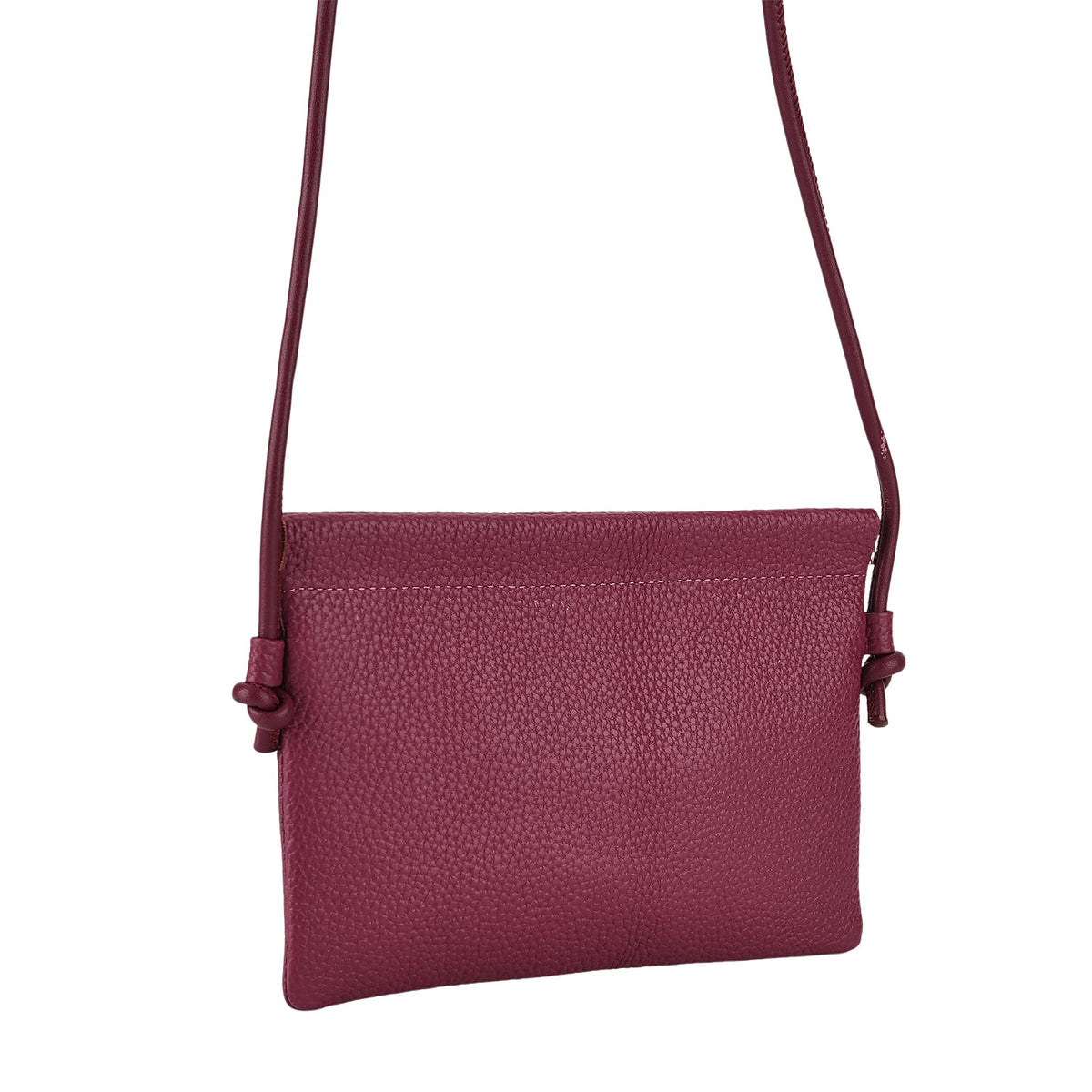 Genuine Leather Slim Crossbody Bag - Burgundy 8413804 6