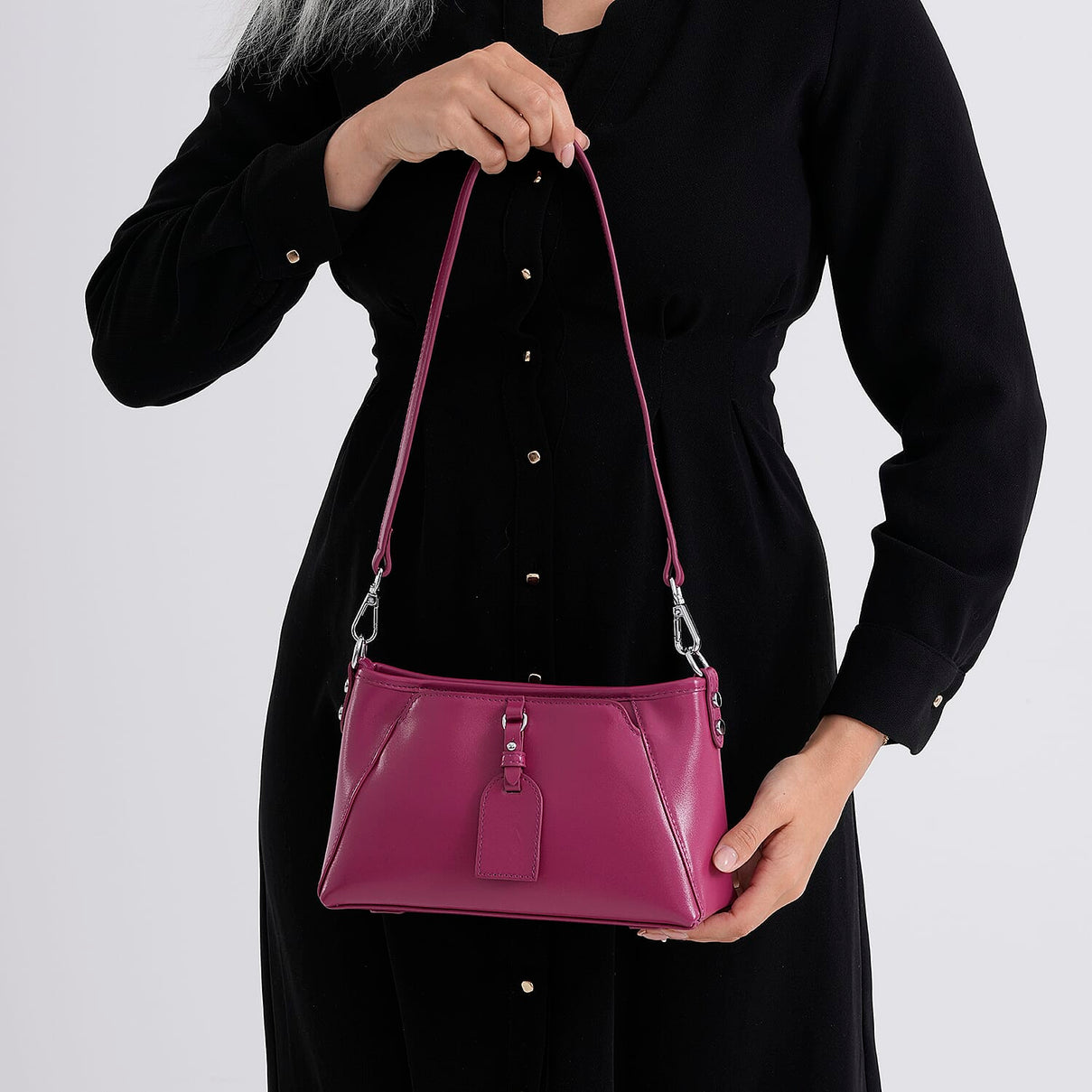Limited Edition Designer Inspired - Premium Leather Shoulder Bag with Dual Interchangeable Straps - Fuchsia 8419391 4
