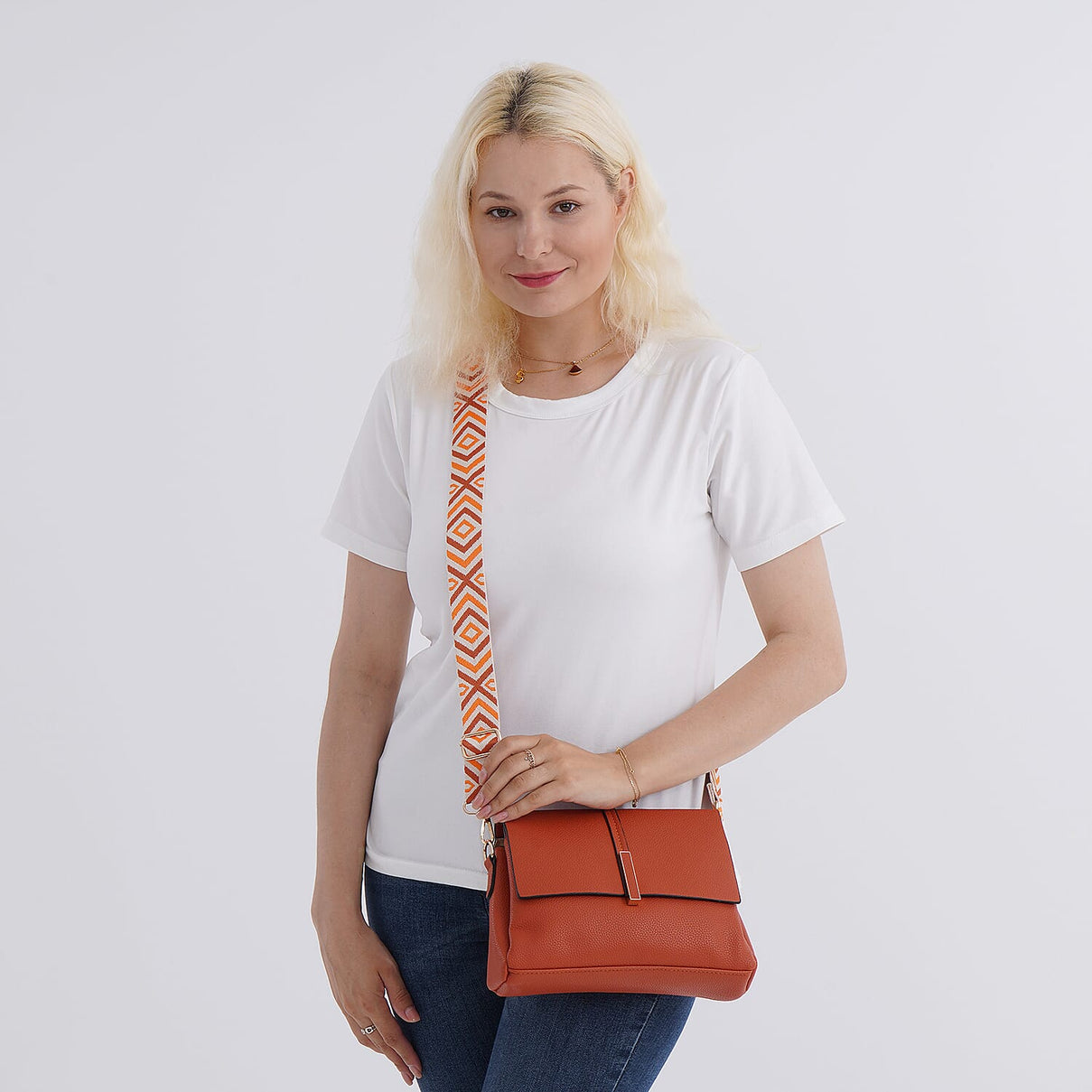 Artisan Crossbody Sling Bag with Geometric Pattern Strap 8044950 2