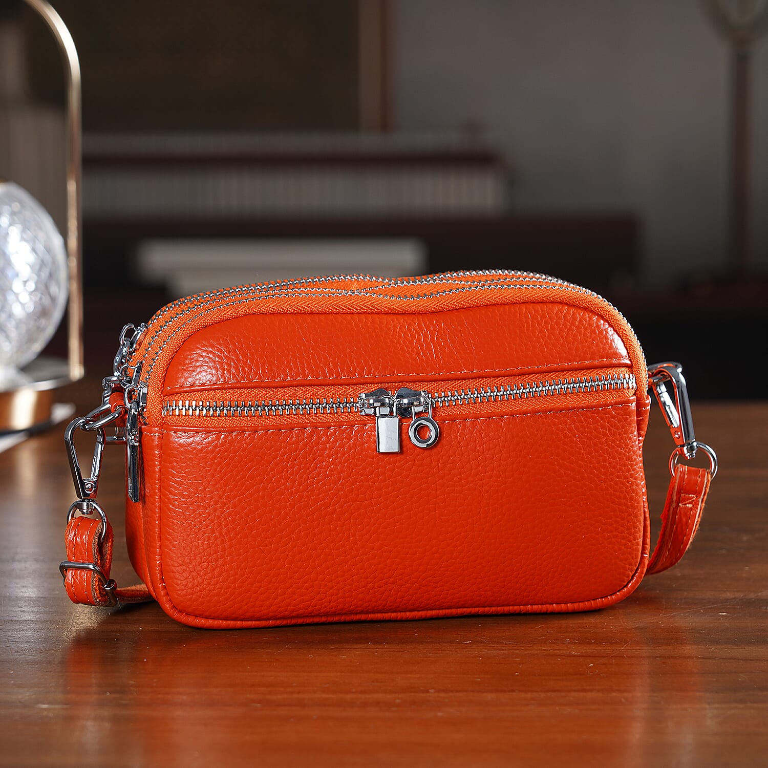 Genuine Leather Designer Minimalist Shoulder Bag - Orange 8411809 2