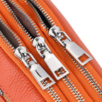 Genuine Leather Designer Minimalist Shoulder Bag - Orange