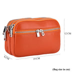 Genuine Leather Designer Minimalist Shoulder Bag - Orange
