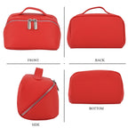 Genuine Leather Luxury Compact Cosmetic Travel Bag - Red