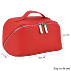 Genuine Leather Luxury Compact Cosmetic Travel Bag - Red