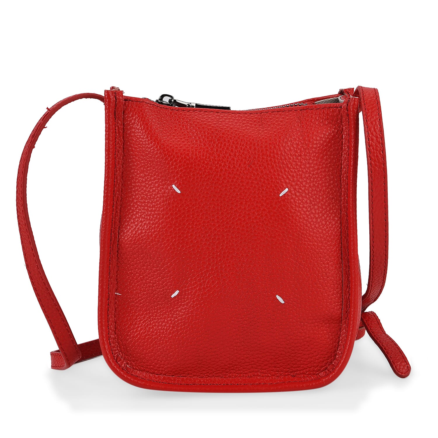 Genuine Leather Crossbody Bag - Red V32492016 0